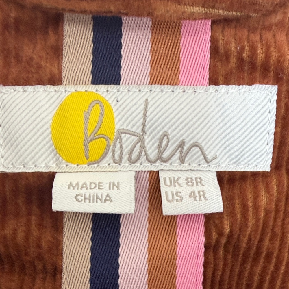 Boden Rich Brown Corduroy Blazer Size 4R - Picture 6 of 7